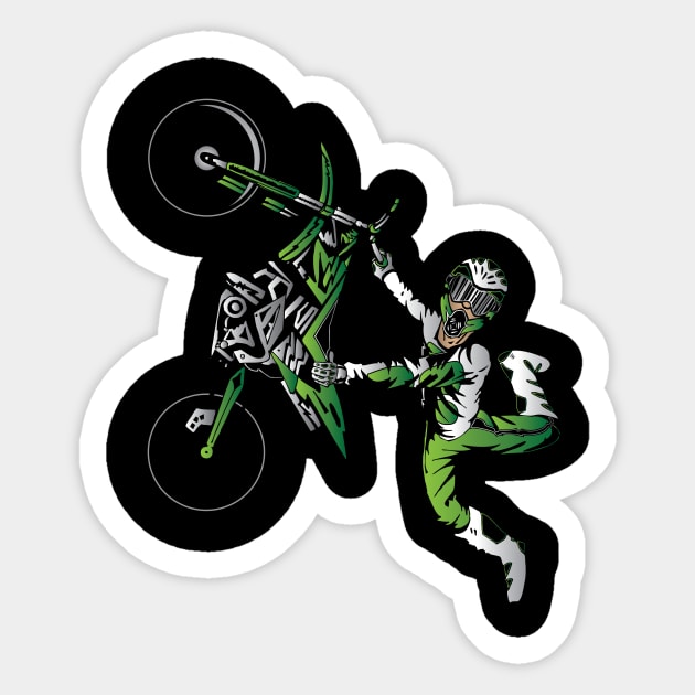 Green Dirtbike Motocross Freestyle Fly Sticker by OffRoadStyles